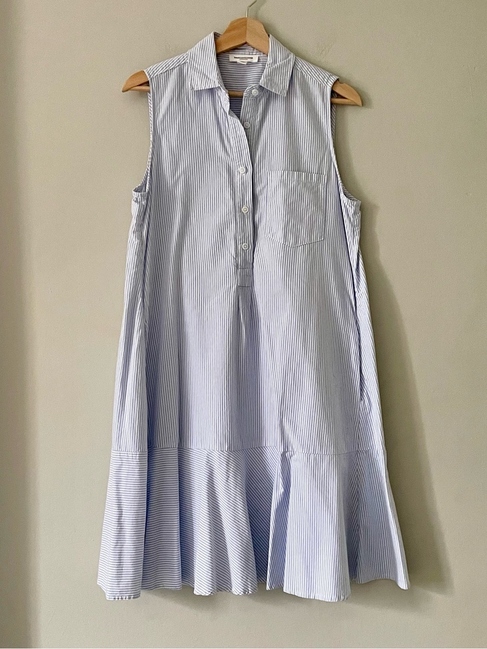 Beachlunchlounge Blue White Cotton Pinstripe Dress